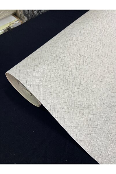 KOÇ YAPI DEKOR Tutkal Hediye 16 M2 Simli açık Gri Keten Desen Silinebilir Duvar Kağıdı Eni 106cm Boyu 15 Metre