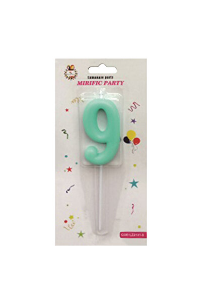 Mirific Party Cake candle, green, 7 cm, number 9