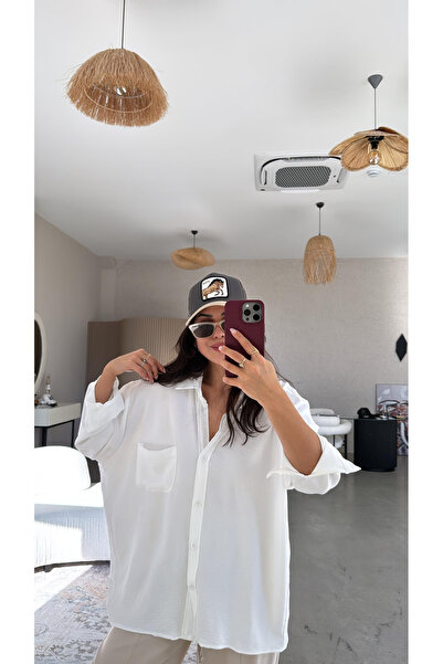 Ales Moda Ayrobin Oversize Beyaz Gömlek