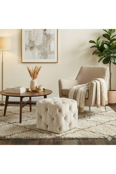 DeccoStil Kapitoneli Kare Puf/orta Sehpa/40cm