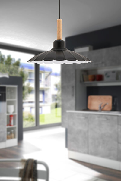 İstanbul Avize Eva Tekli Siyah Ahşap Başlıklı Sarkıt Sıvama Antik Ahşap Başlı...