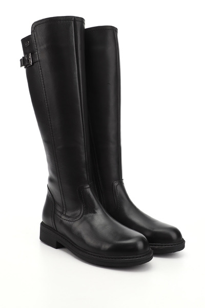 GÖNDERİ(R) Dámské/dívčí černé kozačky na zip s gumovou podrážkou z pravé kůže