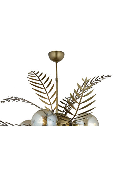 LampaLuce Alekos Modern Tasarım Yapraklı Sarkıt Avize Sarı Eskitme 70x90cm