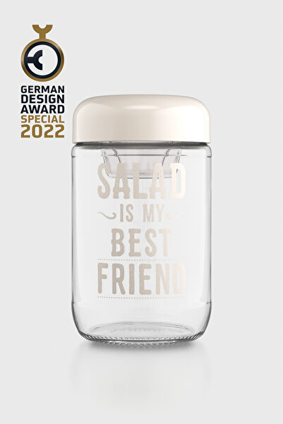 Renga Vega Sauce Jar 660 ml Glass Salad Jar 192011 Beige