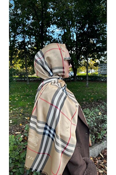 Modechic Collection Exclusıve Kaşmir Bej-Kahve Şal Kalın