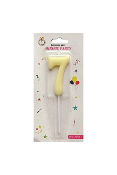 Mirific Party Cake candle, yellow, 7 cm, number 7