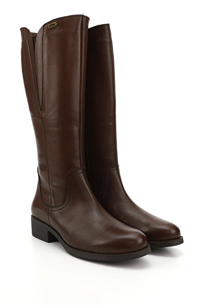 GÖNDERİ(R) Γυναικείες / Κορίτσια Καφέ Αντίκες Μπότες από Γνήσιο Δερμάτινο Χοντρό Τακούνι με Φερμουάρ