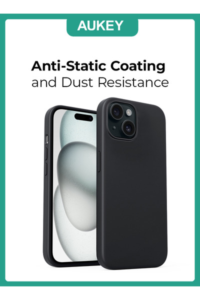 AUKEY غلاف هاتف مغناطيسي من هارد شيل لهاتف آيفون 15 أسود داكن PC-GJ10AMidnight