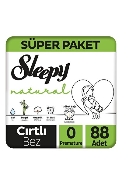 Sleepy Natural Süper Paket Bebek Bezi 0 Numara Premature 88 Adet