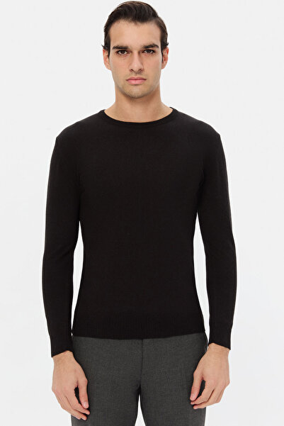 D'S Damat Ds Damat Regular Fit Black Plain Sweater