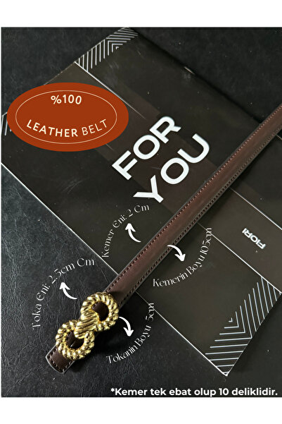 Fiori Hakiki Deri Bombeli Burgu Tokalı İnce Kadın Kemeri, Ceket Kemeri, Gömle...