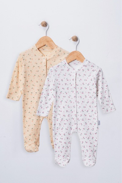 ENİA BABY Baby Girl 2 Pieces 100% Cotton Booties Romper Set