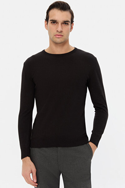 D'S Damat Ds Damat Regular Fit Black Plain Sweater