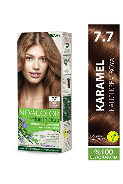 Neva Color Natural Colors 7.7 KARAMEL Kalıcı Krem Saç Boyası Seti