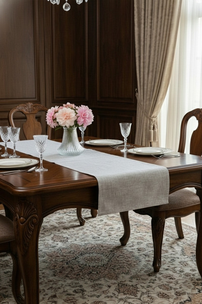 Finezza Linen Printed Cotton/Linen Silver Runner 40*140 cm - 682