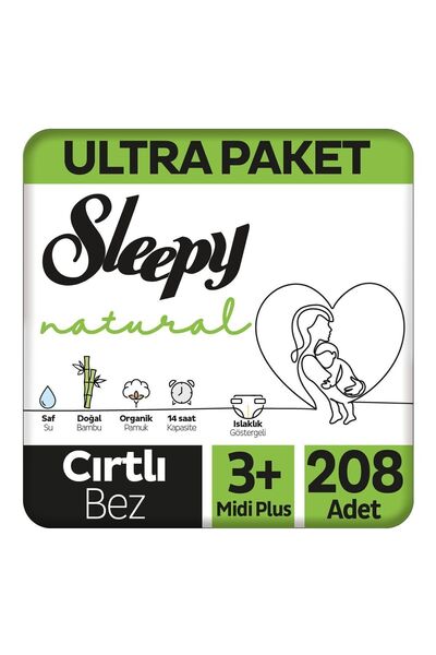 Sleepy Natural Ultra Paket Bebek Bezi 3+ Numara Midi Plus 208 Adet