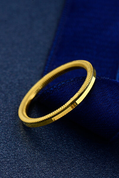 Innuendo 22 Ayar Altın Kaplama 925 Ayar Gümüş Oluklu Düz Ajda Yüzük