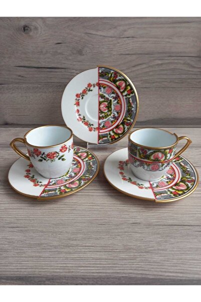 EMİRA HOME Rosa Turkish Coffee Cup Set for 6 People