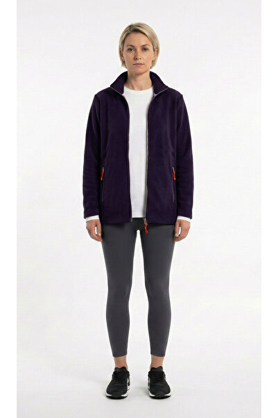 Cottonland Women's Scarlett Regular Fit Zip-Up Polar Fleece Jacket Purple