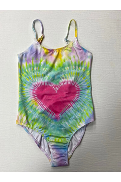 Kom Costum de baie pentru fetiță cu model inimă batik