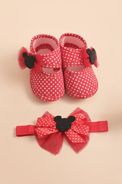LOGO AKSESUAR 0-3 Months Mickey Baby Bandana and Booties Set - Polka Dots