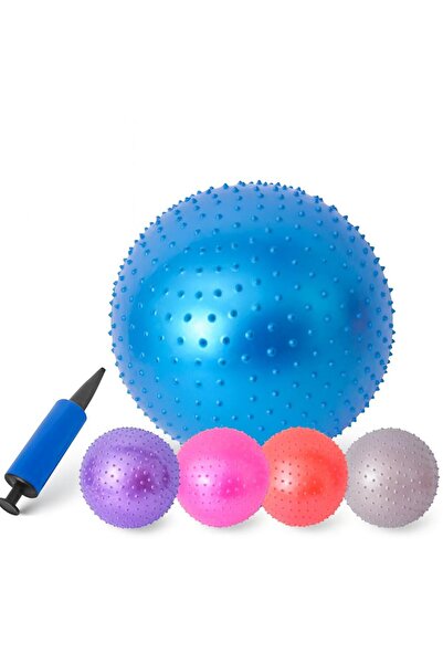 Clifton Dikenli Yoga Pilates Aeorobik Jimnastik Topu 65 cm Mavi+ Pompa