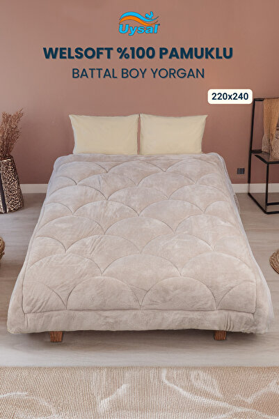 UYSAL WELSOFT AKFİL MİDYE DESEN BATTAL BOY YORGAN BEJ 220x240
