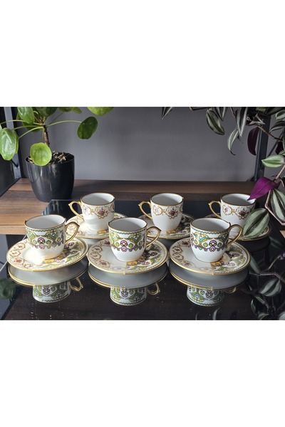 EMİRA HOME Verde-6 Kişilik Türk Kahve Fincanı Seti