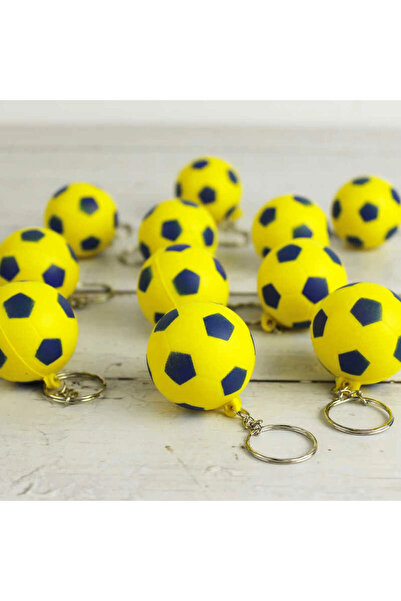 Özcan Tasarım سلسلة مفاتيح كروية باللون الأصفر والأزرق الداكن