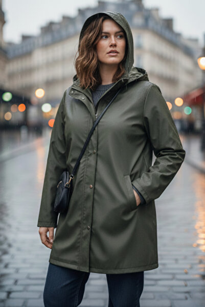 Hanezza Beden Aralığı Geniş, Desenli Astarlı Su Geçirmez Yağmurluk