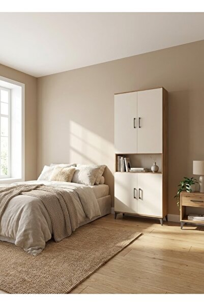 Dienni Arges Dolap 5 Raflı 4 Kapaklı 88x30x221 Çam-Aytaşı