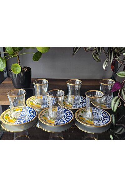 EMİRA HOME Lemone-6 Kişilik Çift Desenli Çay Seti