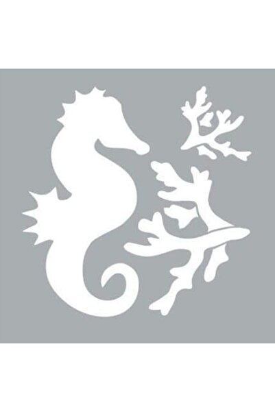 Artikel Deniz Atı ve Mercan Stencil Boyama şablonu 30x30cm,Duvar Stencil, Fay...