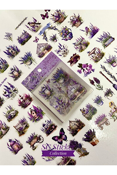 SC Sticker Collection Vintage Purple Garden Lavanta Temalı 25 Yaprak 154 Adet...