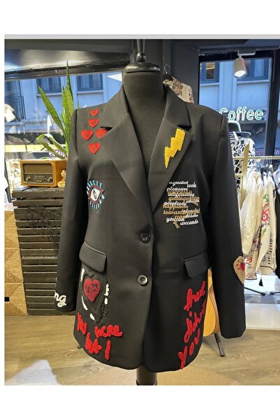 Forever Women's Embroidered Long Sleeve Cotton Blazer Jacket