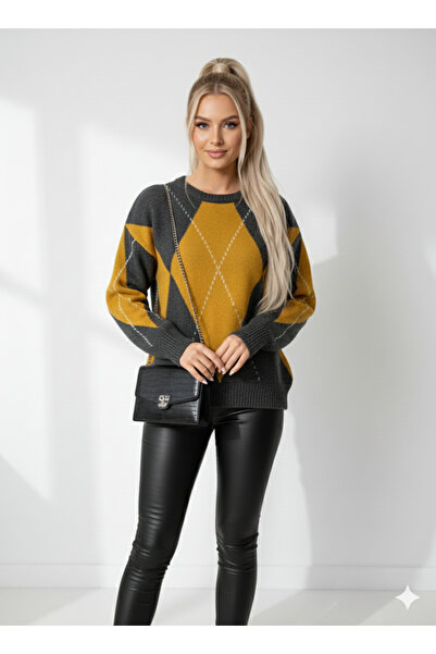 ribana Велосипедна деколте с баклава мотив, мек дебел пуловер