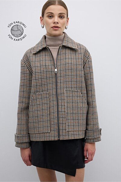 Roman Çift Çepli Fermuarlı Yün Karışımlı Mont Standart Renk K2617518_089