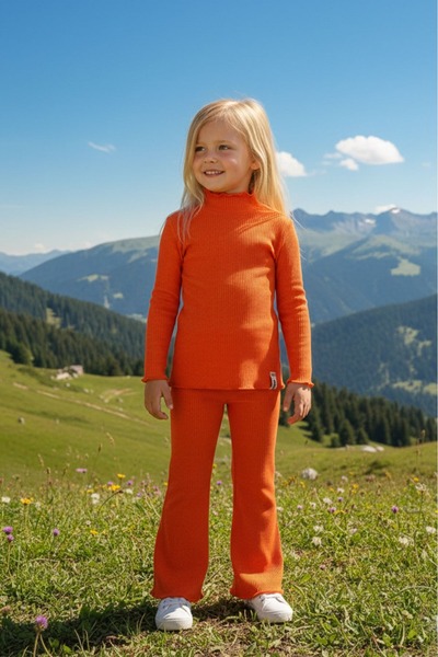 LUESS Set bluză și colanți portocalii cu snur pentru fetiță