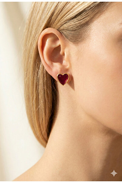 Candy Nuveria Kalbi - Renkli Altın Kaplamalı Küpe