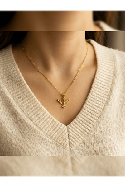 PURE BERRY قلادة بلون ذهبي على شكل طائر العنقاء