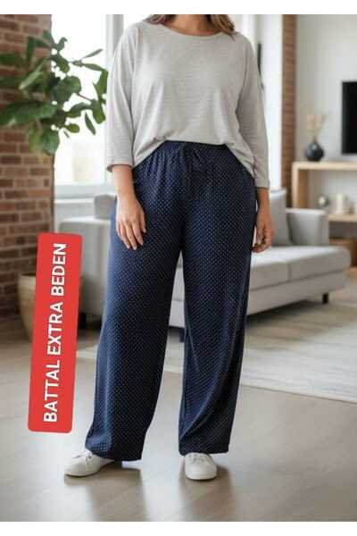 BOYA MODA KADIN BÜYÜK BATTAL BEDEN SÜET PENYE KUMAŞ 2 YAN CEPLİ PANTOLON EŞOF...