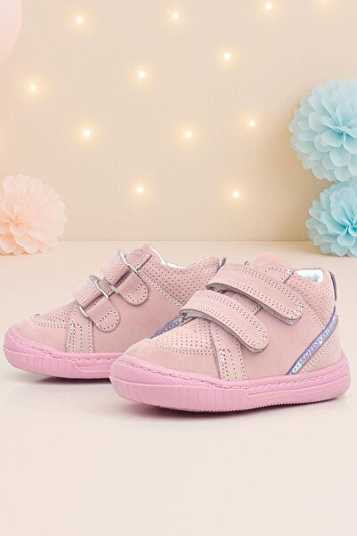 Rakerplus Raya Hakiki Deri Pembe Cırtlı Kız Bebek Bot