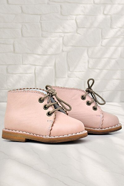 Rakerplus حذاء بناتي مصنوع يدويًا من الجلد الطبيعي باللون الوردي الفاتح