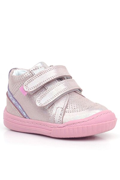 Rakerplus Pink Purple Glittered Raya Genuine Leather Baby Girl Boots - Velcro