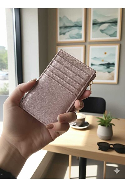 ALMİSH Pembe Parlak Fermuarlı Cüzdan Kartlık