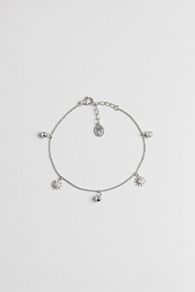 So CHIC... Kış Güneşi 18 Ayar Beyaz Altın Kaplama 20 Cm Gümüş Bileklik