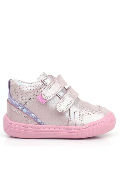 Rakerplus Pink Purple Glittered Raya Genuine Leather Baby Girl Boots - Velcro
