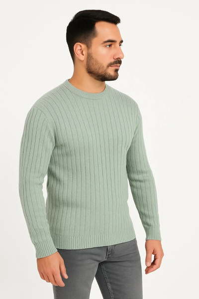 Alfanora Men's Cycling Round Neck Knitwear Sweater Cotton Thick Corded Fabric...