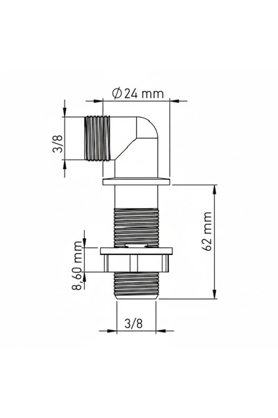 YAPI KALİTE Clean Water Inlet Elbow Long 3/8 52 mm