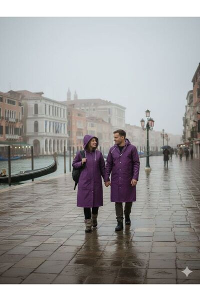 İMEXTECH Unisex Purple Eva Fabric Water Windproof Raincoat
